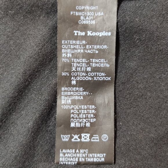 The Kooples Black Short-Sleeved Tee with Eyelet Lace Embroidery Hem - Small EUC - Picture 6 of 6